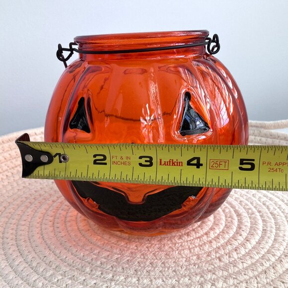 Halloween Glass Pumpkin Orange Tea Light Votive Candle Holders Bowls Set Decor - Picture 8 of 11